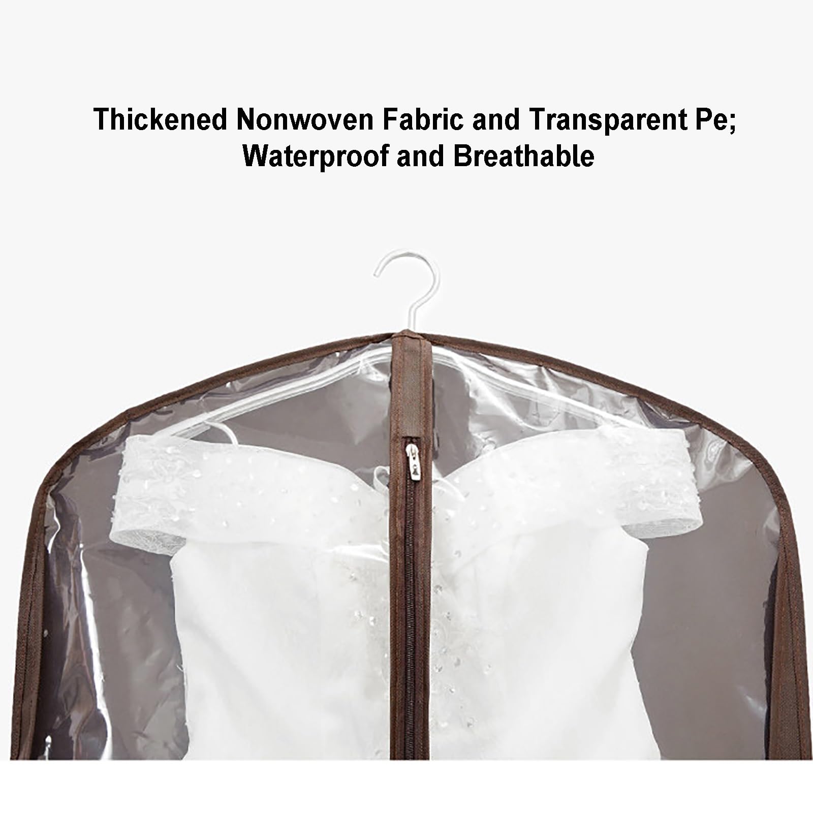Transparente Kleidersack Brautkleid, Faltbare Kleidersack für Brautkleider | Tragetaschen aus Vliesstoff, Wasse und Staubdicht, für Abendkleider mit Langer Schleppe(Red,60*25*160cm/24*10*63in)