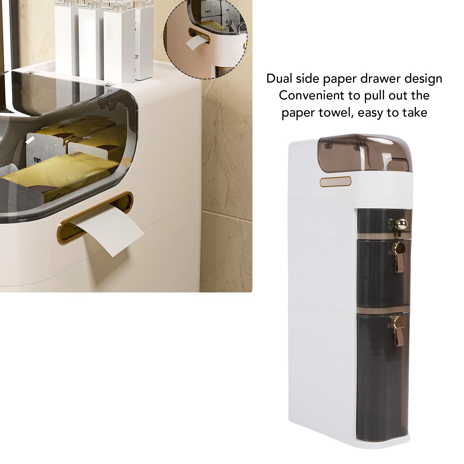 Fabater Szafka na pamięć w łazience Slim PP -pc Organizator Szuflady do Papieru Toaletowego Pranie Kuchenne do łazienki/kuchni/pralni (4 warstwy)
