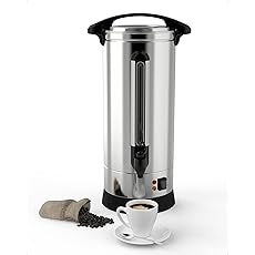 Coffee Urn, Commercial Grade Hot Water Dispenser with Coffee Percolator,65 Cups 10L Stainless Steer Hot Beverage Thermos,Hot Water Urn for Catering,Silver