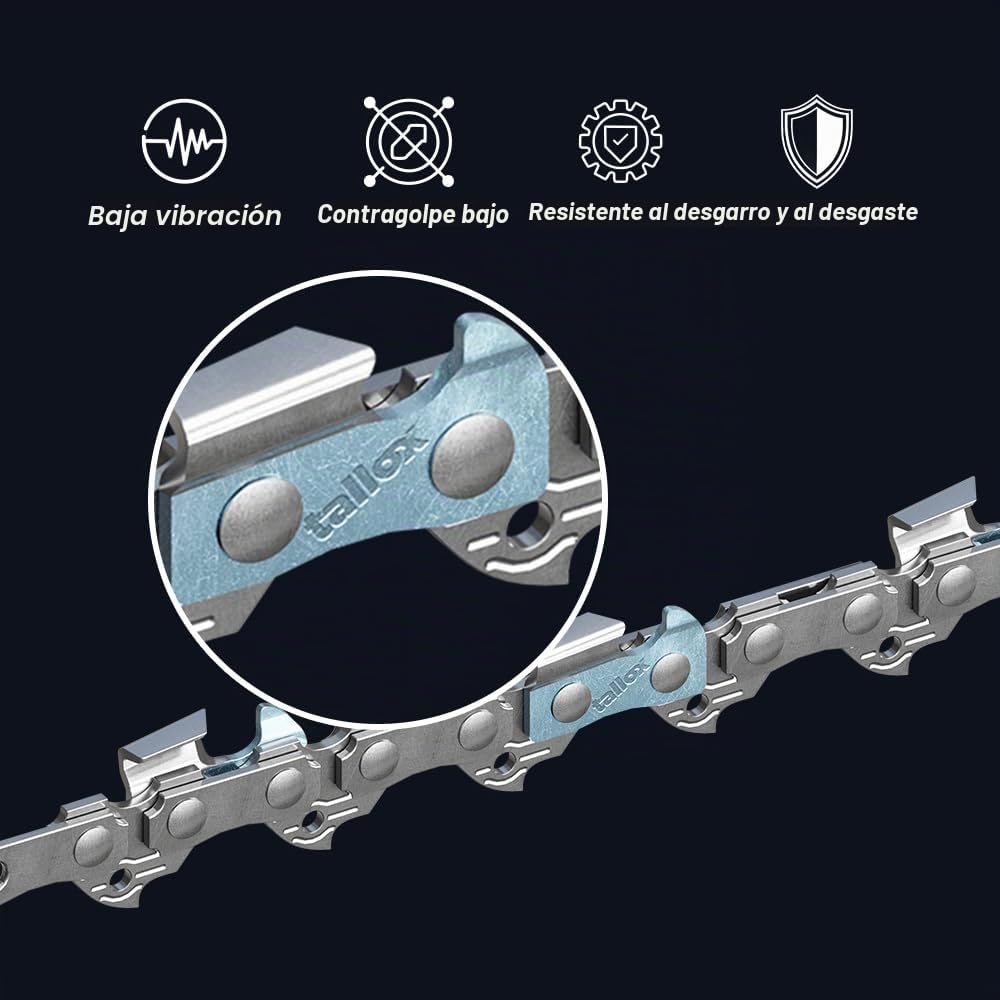 tallox 1 Espada y 3 Cadenas de Sierra 3/8" 1,3 mm 56 eslabones 40 cm Compatible con Oregon Dollmar Einhell Makita Black & Decker y Otras