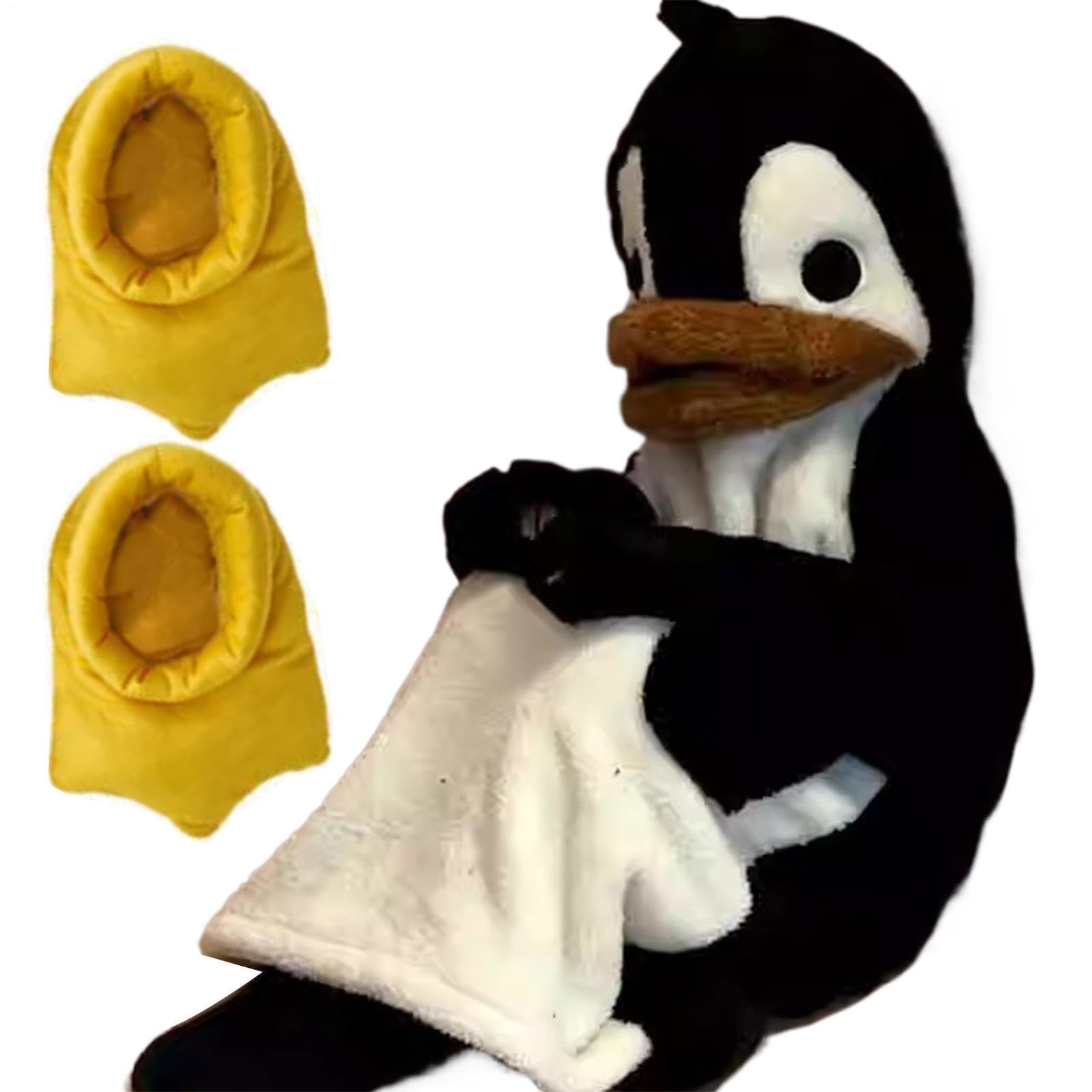 Felpa oversize – Morbido pigiama a forma di animale con maniche e scarpe, felpa con cappuccio a pinguino, tuta intera in pile, accogliente costume cosplay per donne, uomini, bambini, casa, soggiorno