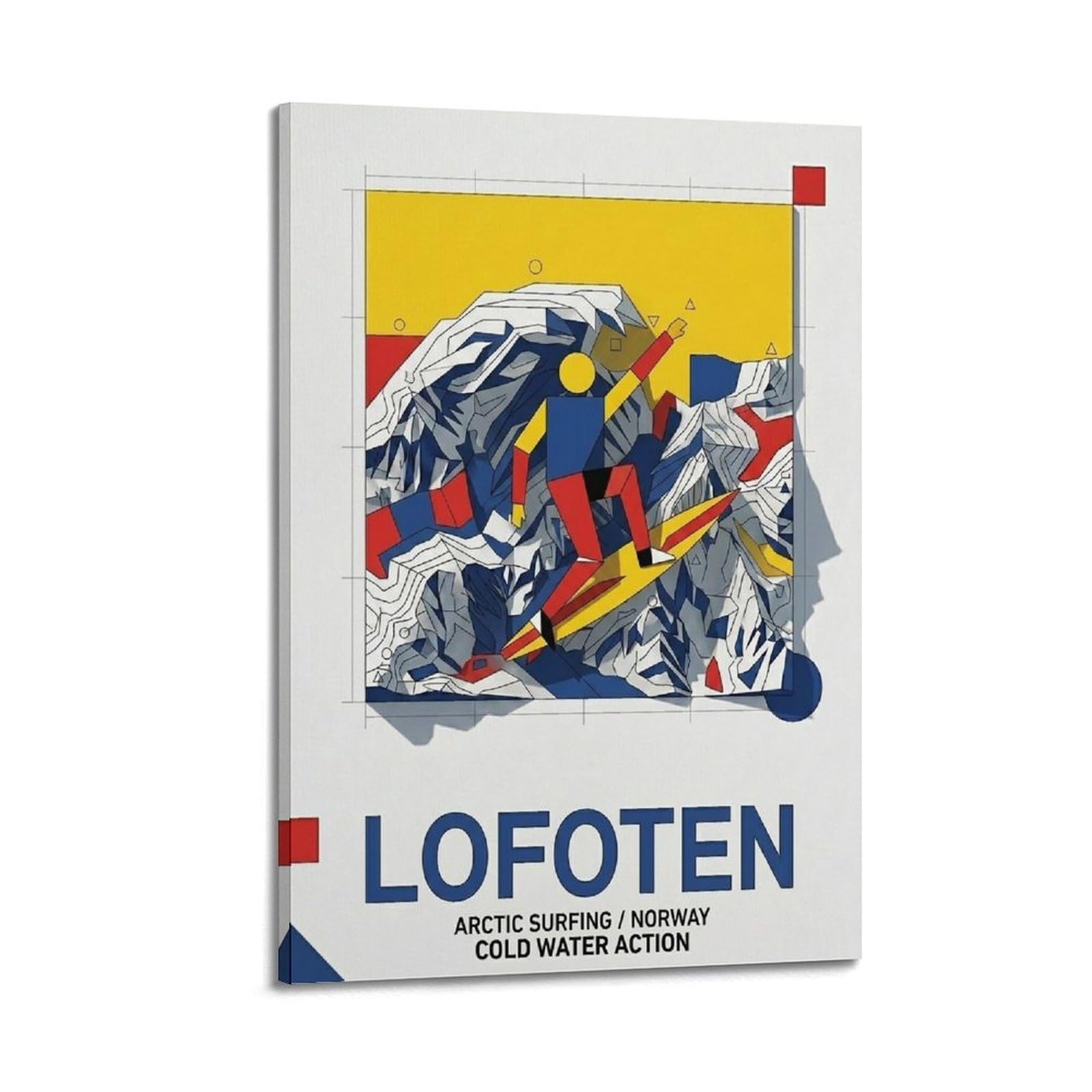 OKAHYS Sport Travel Poster Norway Lofoten Arctic Surfing Modern Decorative Canvas Prints - Ideal Wall Art for Family, Man Cave, Game Room, Boys & Girls Bedroom 24x36inch(60x90cm)