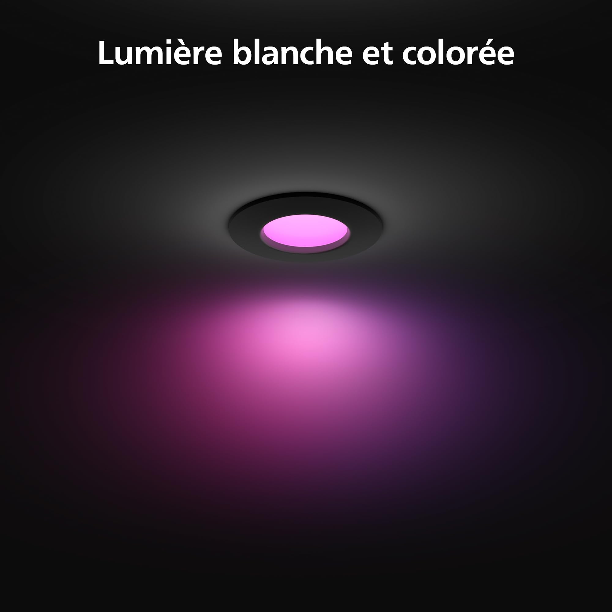 Philips Hue spot encastré connecté, 170mm, blanc et couleur, compatible Bluetooth, contrôle vocal avec Alexa, Apple Home et Google Assistant, noir