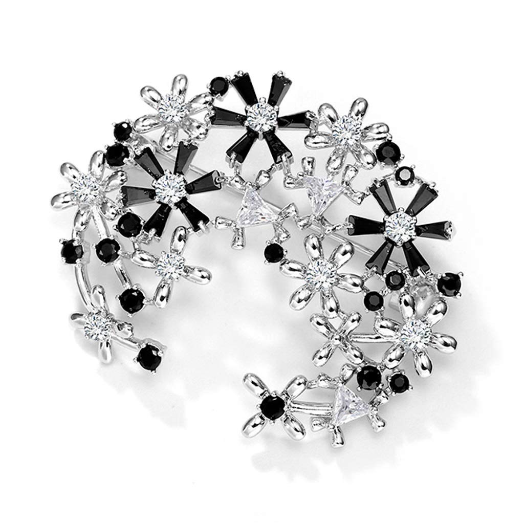 Damen-Brosche, modisch, eleganter Stil, galvanisierte Silber-Strass-Blumen-Brosche, Damen-Hemd, Anzug, Weste, Sicherheitsschnalle, Exquisite Broschen