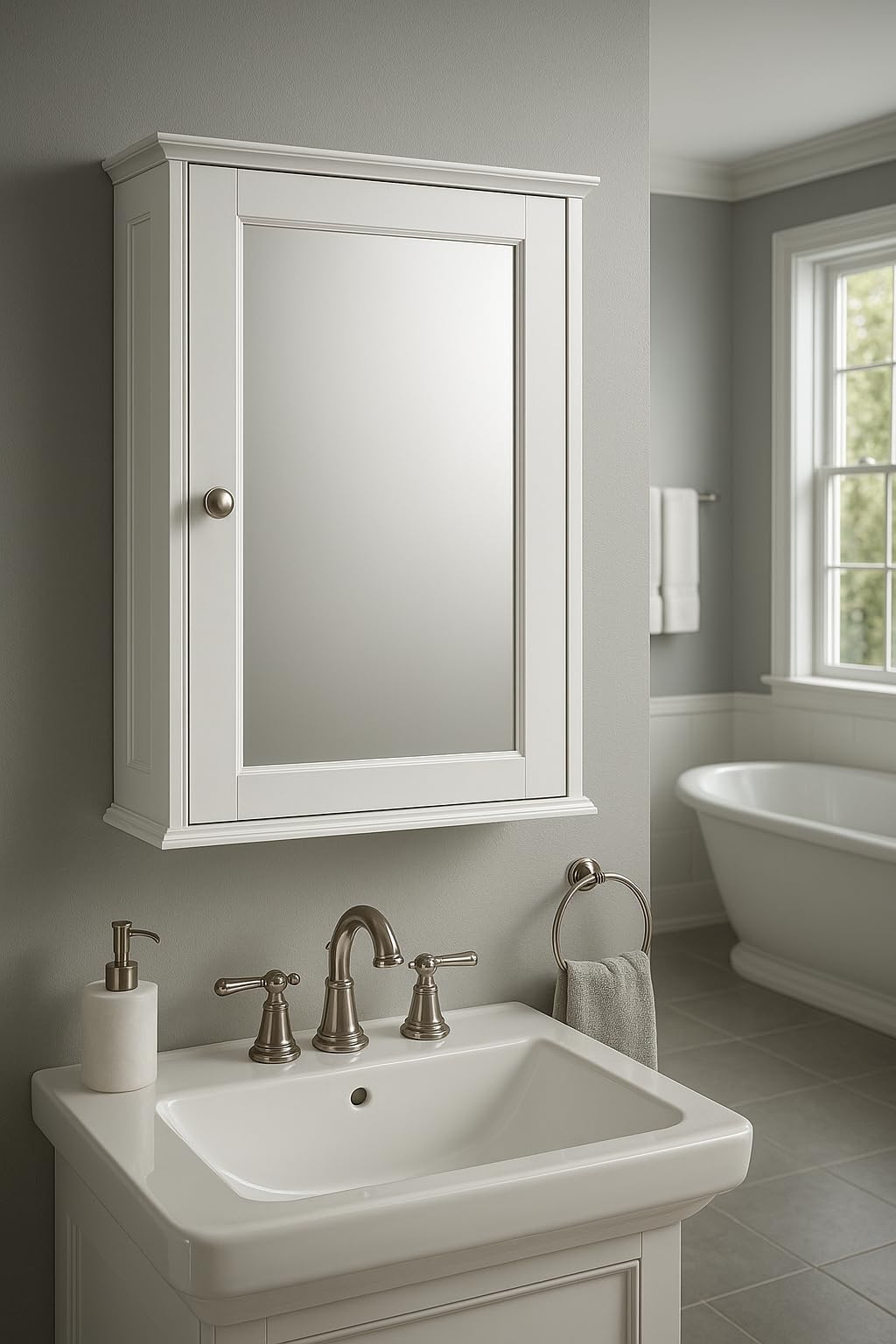 Bathroom Single Door Mirrored Wall Mounted Storage Cabinet, Cupboard And Storage Unit With Internal Shelf