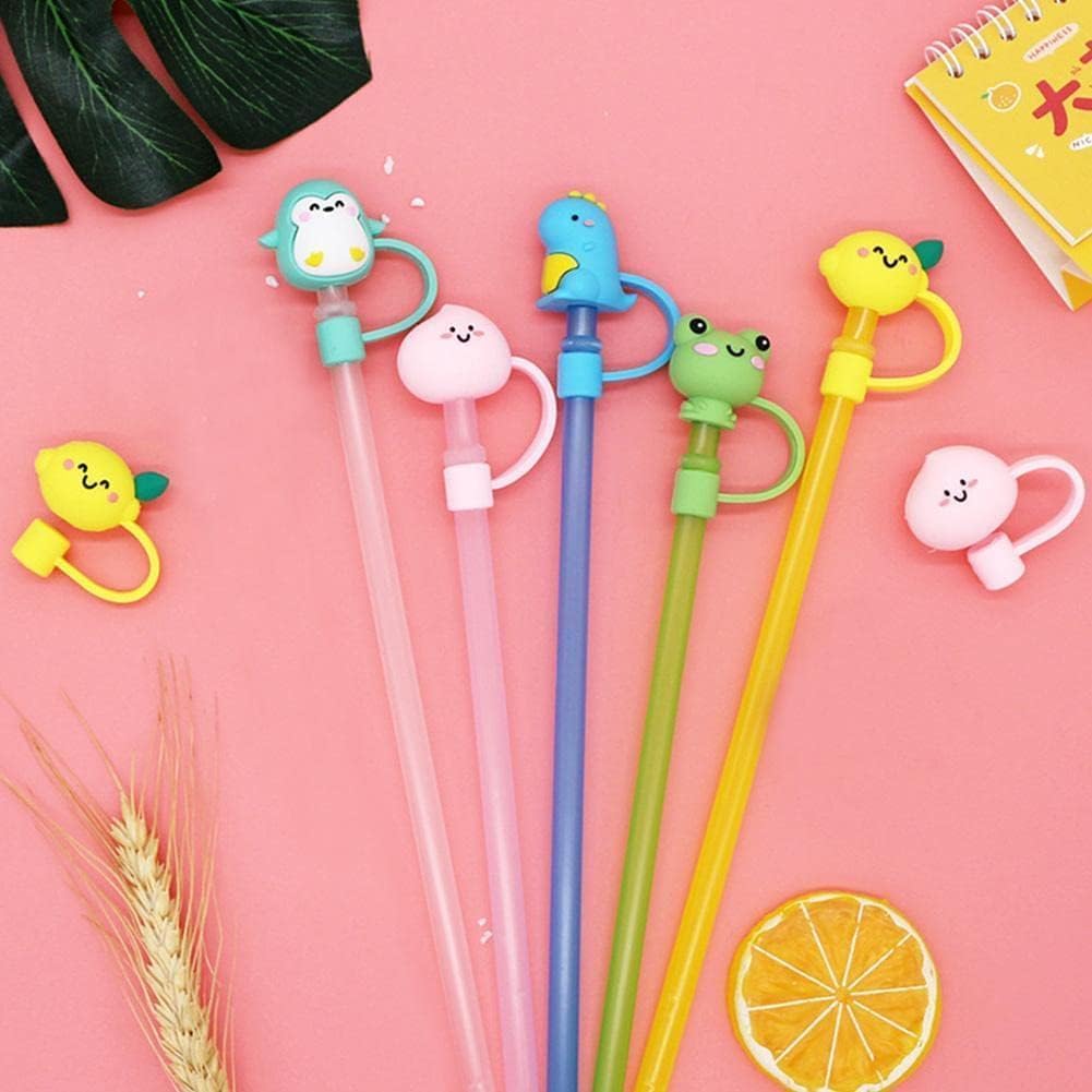 Cute Dinosaur Straw Cap, 10mm, Cute Silicone Straw Covers Cap for Stanley Cup, Dust-Proof Drinking Reusable Tips Lids Drinking Straw Dispensers (HD527)
