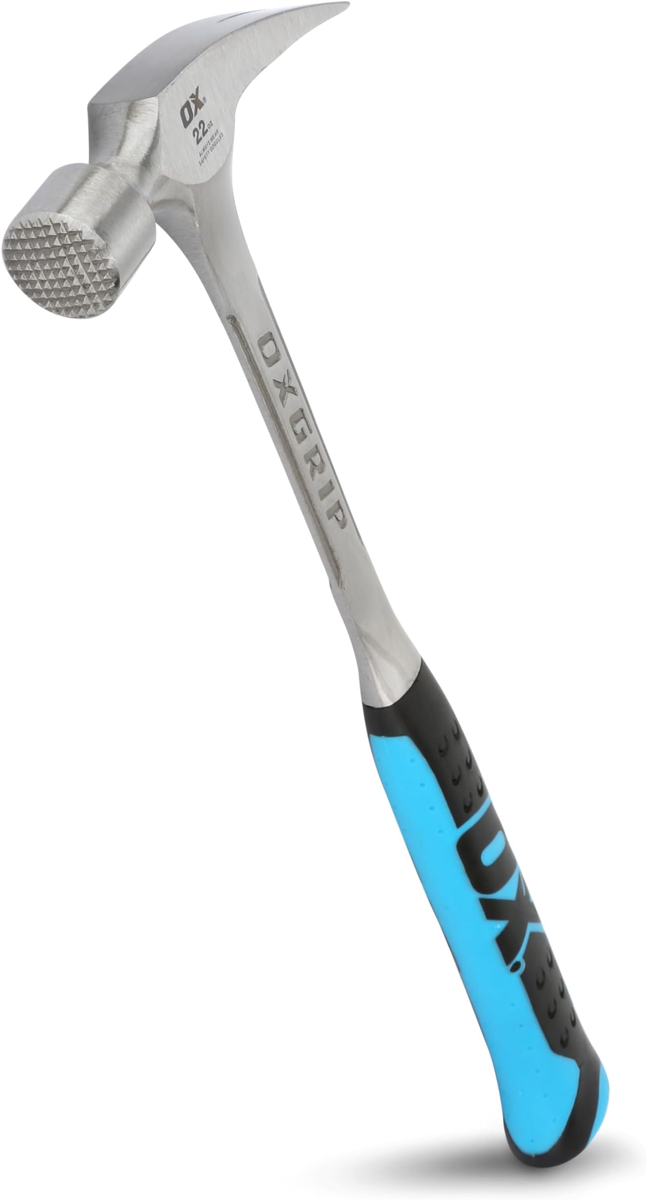 Ox Tools P083422 22 oz. Framing Hammer, Milled Face, Long Shock Reduction Handle, Straight Rip Claw, Non-Slip Grip…