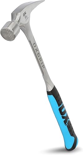 Ox Tools P083422 Martillo de 22 oz, cara fresada, mango largo de reducción de golpes, garra recta rasgada, agarre antideslizante..