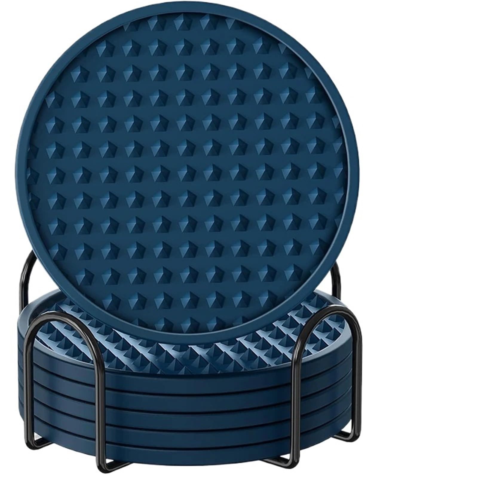4Sets Coasters For Drinks Coaster With Holder Silicone Cup Mat Tabletop Protection Non-Slip For Home(Blue)