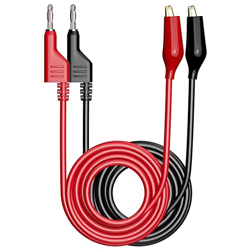 Miniatura 8 de Goupchn Stackabe Banana Plug to Alligator Clips Cables de prueba 5 colores Cables eléctricos flexibles suaves para pruebas eléctricas multímetro
