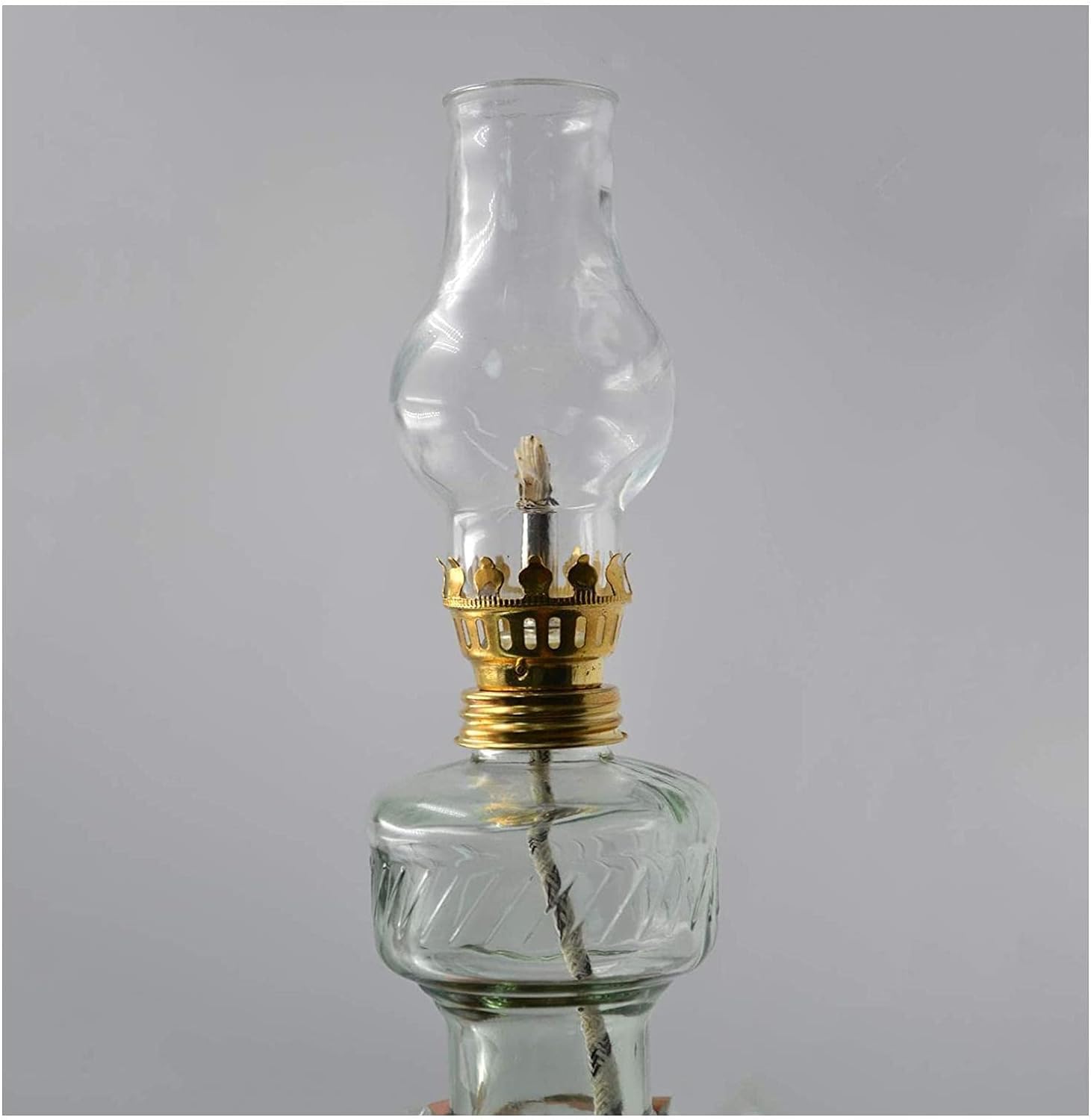 Transparente Glas-Öllampe, Vintage-Kerosinlampe mit 2 Dochten, Hurrikan-Lampe, Camping-Zeltlampe, Notbeleuchtung, Laterne