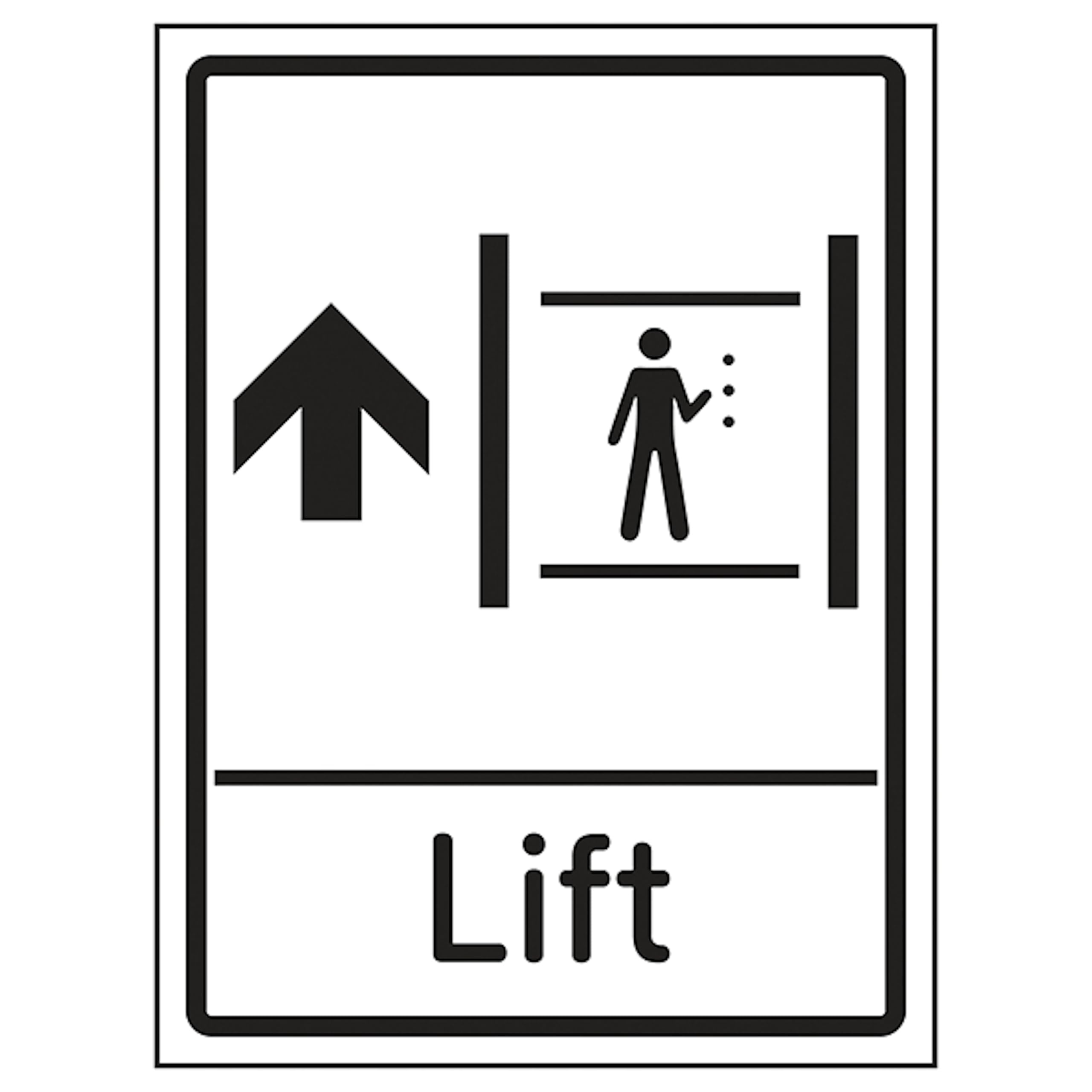 V Safety Lift Arrow Up 150 x 200mm - 2mm Rigid Plastic Safety Sign