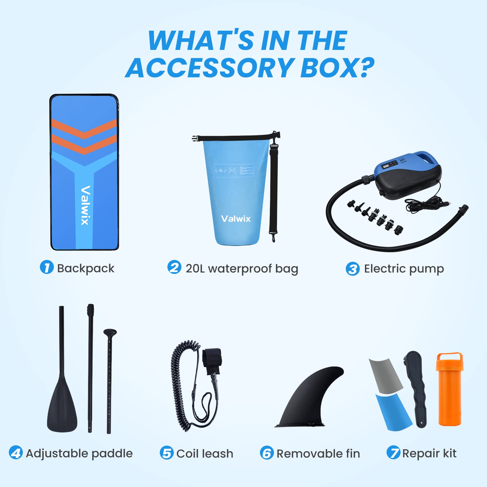 Valwix Inflatable Stand Up Paddle Board w/Electric Pump & Builtin