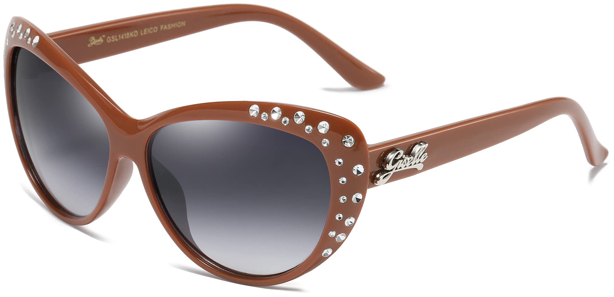 Giselle Cute Kids Retro Cat Eye Rhinestone Sunglasses for Teen Girls and Children Age 6-14