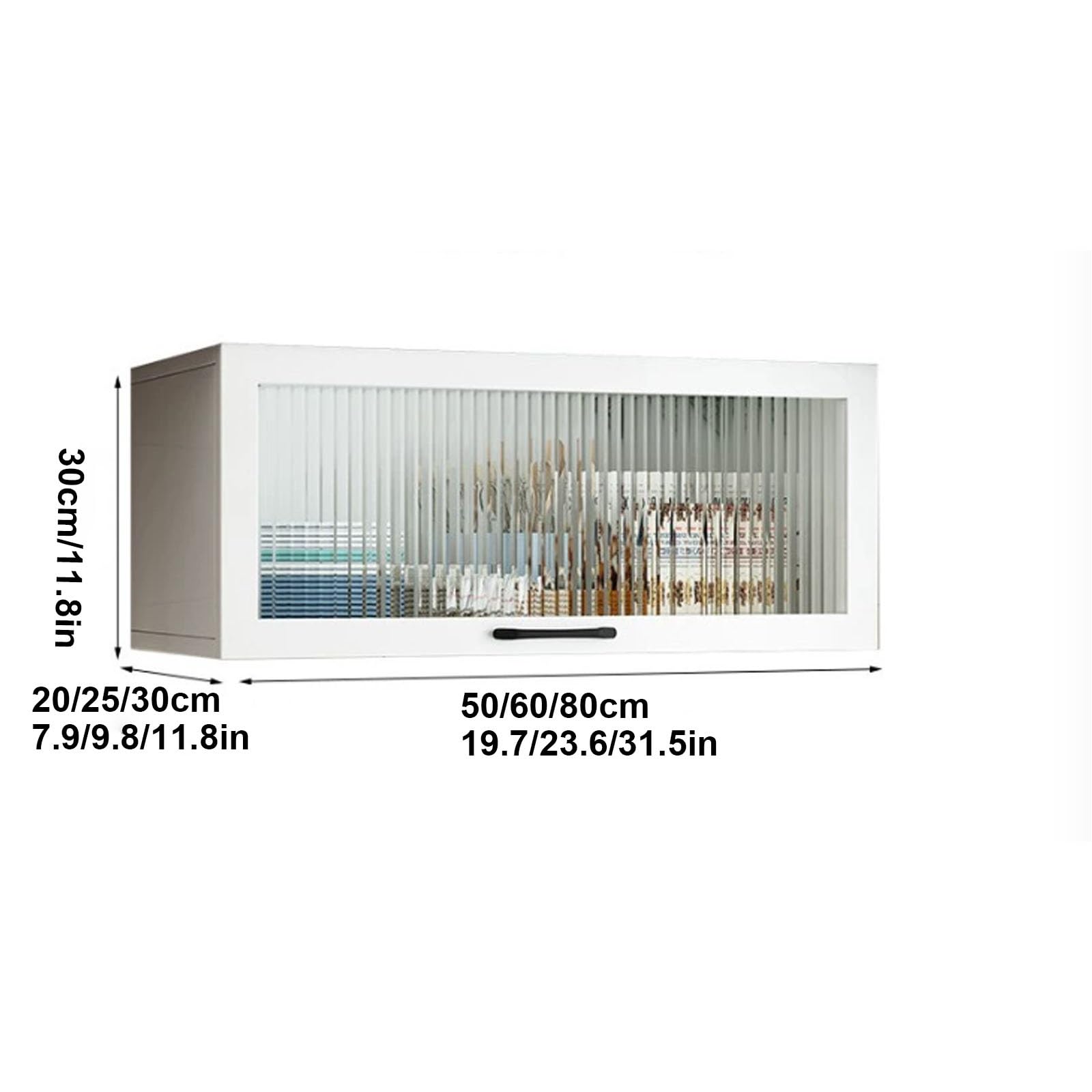 Slish Vitrine aus Massivholz für die Küche, Wandmontage, kleiner Sto mit Klapptür und unterer Ablage für effiziente und platzsparende Lösungen