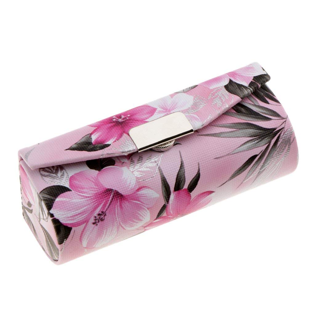 Leather Lipstick Case Holder With Mirror,Chinese Traditional Flower Design Makeup Jewelry Holder Box Lip Balm Carry Case Travel - Light Pink, Durable and Useful