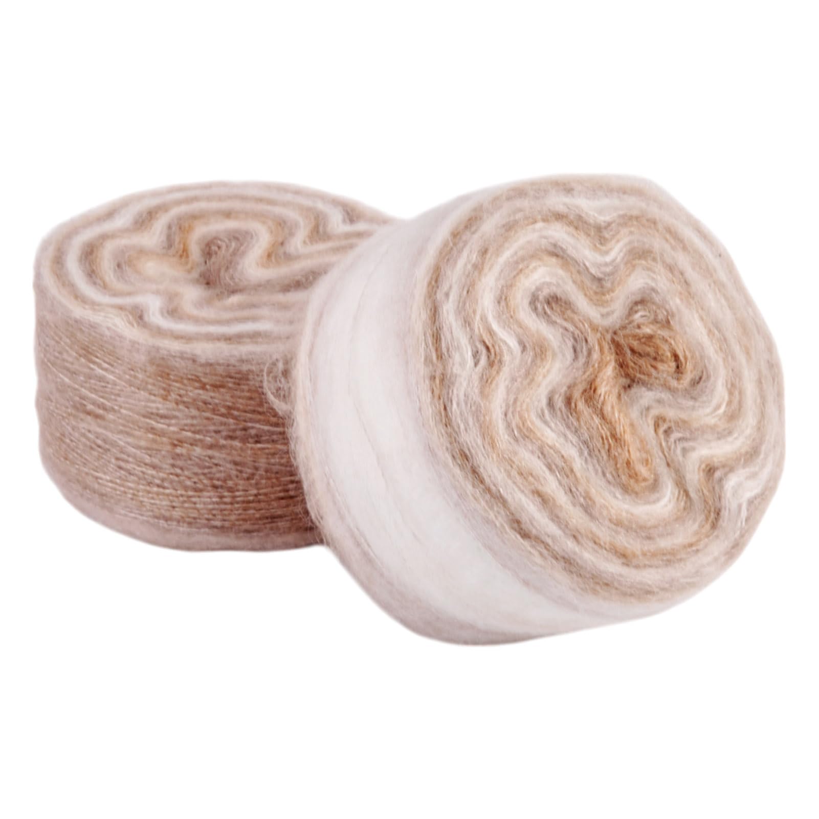 Beadthoven 2 Rolls x 100G Segment Dyed Knitting Yarn 1 mm Soft Thin Mohair Yarn Long Wool Yarns Craft Crochet Yarns for Blanket Pillows Knitting Scarves Sweater Crochet Crafts, Tan