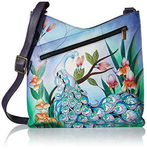 Image of Anna by Anuschka Women's Women's Original Genuine Leather Hand-painted V Top Large Crossbody - Leather Handbag for Women