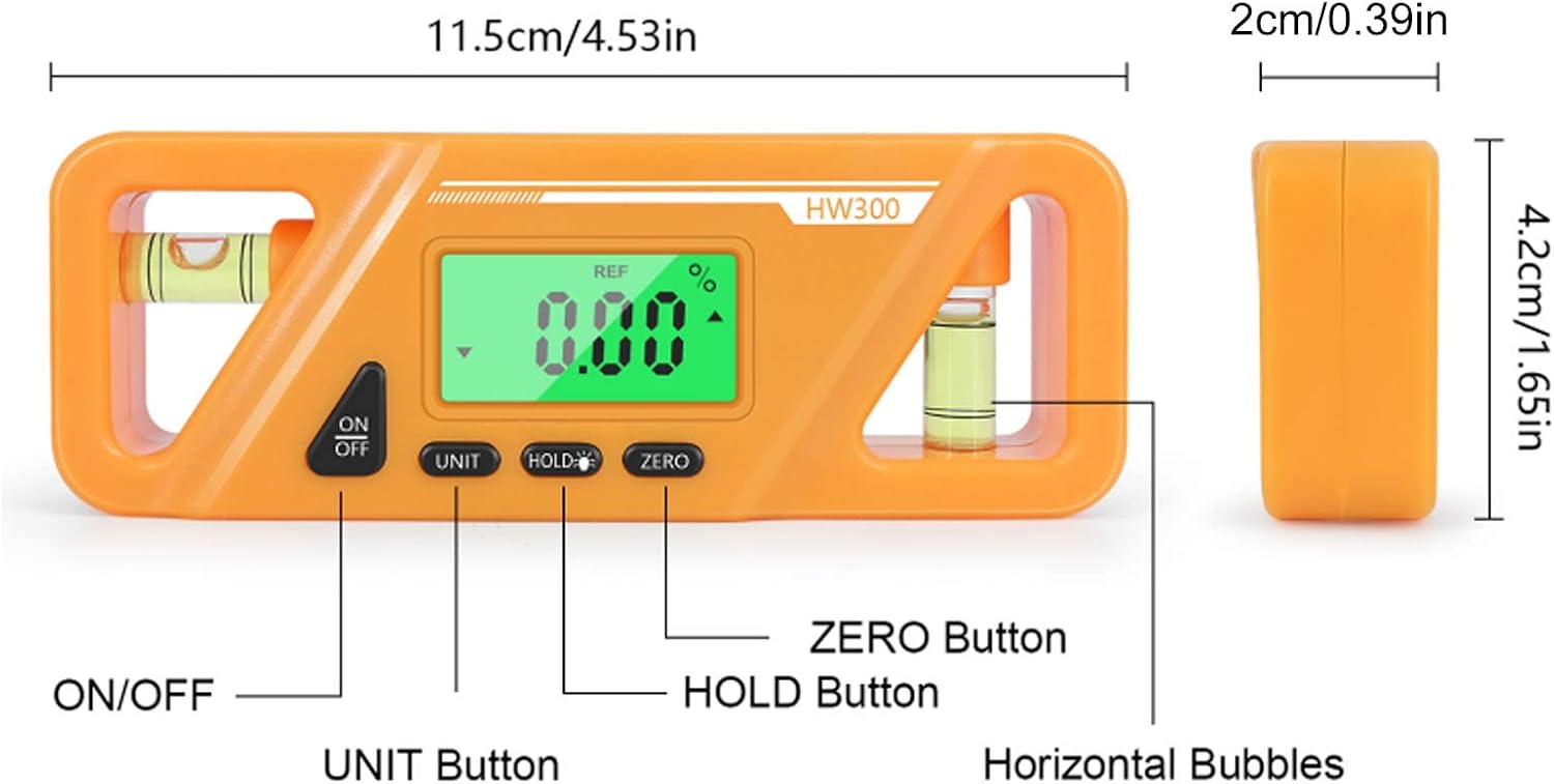 Angle Finder Digital Inclinometer Plastic ABS Magnetic Base Level Angle Measuring Gauge for Timber Processing Car Repair Woodworking Carpentry Construction (Yellow)
