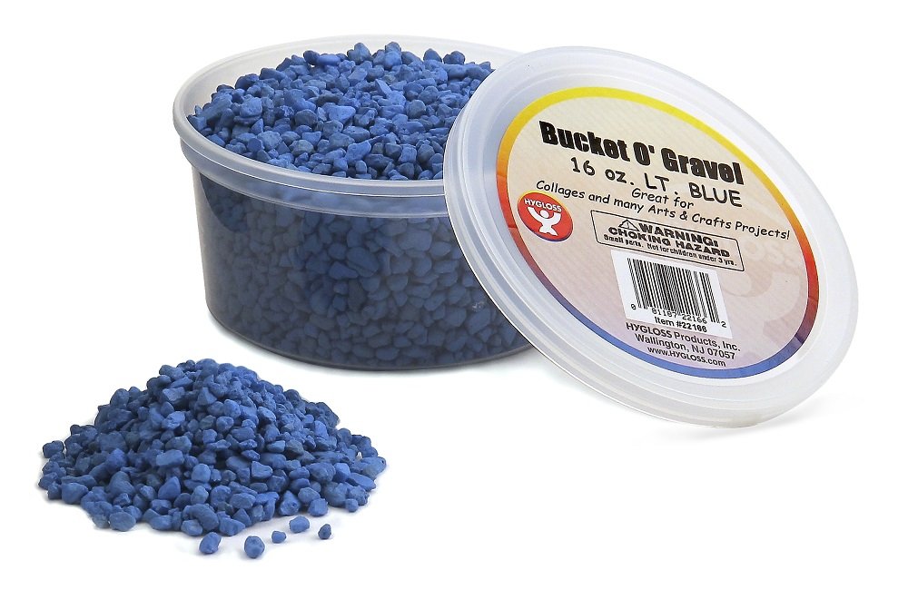 Hygloss Craft Rocks Mini Stones for Art Projects-Bucket O' Gravel, Light Blue, 1 lb