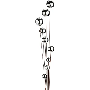 Kobolo Rusty Boules Garden Stake Metal and Stainless Steel 29 x 10 x 199 cm Rust Brown Flower Stake with 9 Stainless Steel Balls Timeless Decorative Stake for Outdoor Use