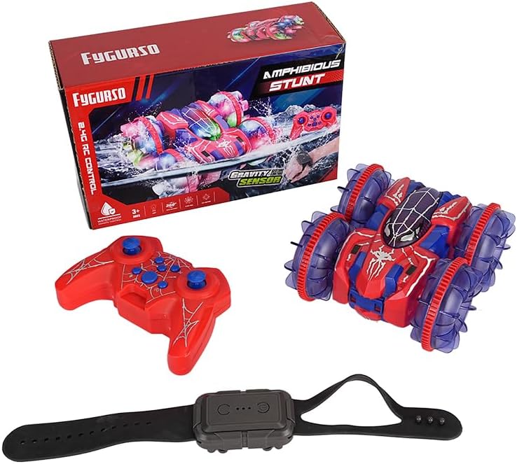 4WD Waterproof RC Car, 2.4 GHz Amphibious Remote Control Car Remote Control Boat for Kids, 360°Rotation RC Truck Stunt Cars with LED Lights, Boys Girls Gifts All Terrain Water Beach Pool Toy 4WD Waterproof RC Car, 2.4 GHz Amphibious Remote Control Car Remote Control Boat for Kids, 360°Rotation RC Truck Stunt Cars with LED Lights, Boys Girls Gifts All Terrain Water Beach Pool Toy