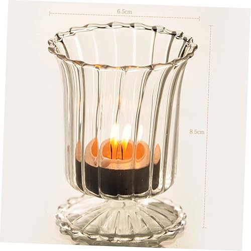 Miniatura 5 de PRETYZOOM 1pc Crystal Vase Glass Candle Glass Flower Vase Vintage Candle Holder Transparent Candlestick Wedding Vases Jarrones Vase for Centerpieces