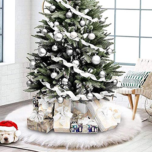 image for Artmag Christmas Tree Skirt 36 inches Large Snowy White Faux Fur Winte