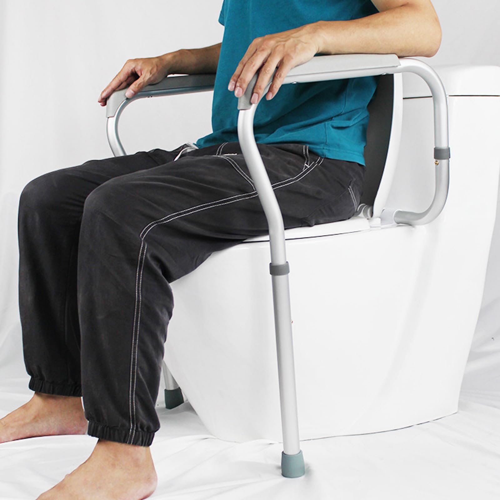 Struttura Di Supporto per Toilette, Rialzo WC per Anziani, Ausilio per WC con Regolazione In Altezza, Supporto di Sicurezza Telaio Autonomo per WC, Supporto wc per Anziani Disabili Incinte