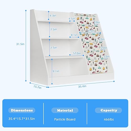 Miniatura 292 de Estantería de madera rosa de 4 niveles para niños, estantería de 5 capas, estante para libros de almacenamiento para bebés, organizador de juguetes