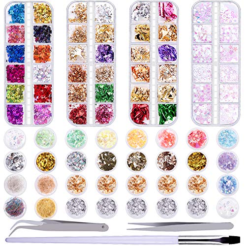 Duufin 80 Paillettes per Unghie, Glitter Sequins