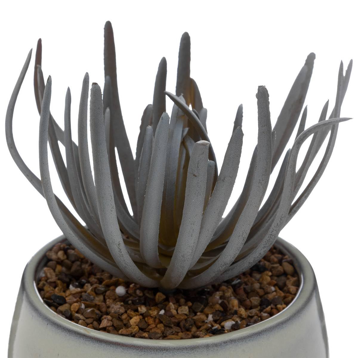 Plante grasse Artificielle Pot en Céramique émaillée Gris Perle 18 cm - Atmosphera