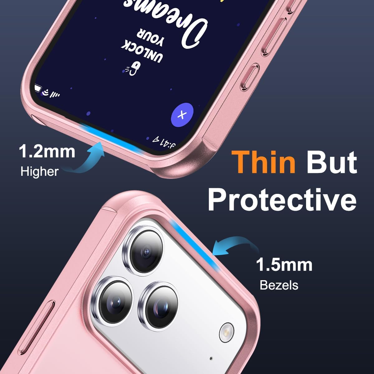 Phone Case Compatible with iPhone 17 Pro Case with Invisible Magnetic O-Ring Stand Military-Grade Phone Case for iPhone 17 Pro 6.3" [Compatible with Mag-Safe][Great Grip Feeling], Rose Gold - Image 6