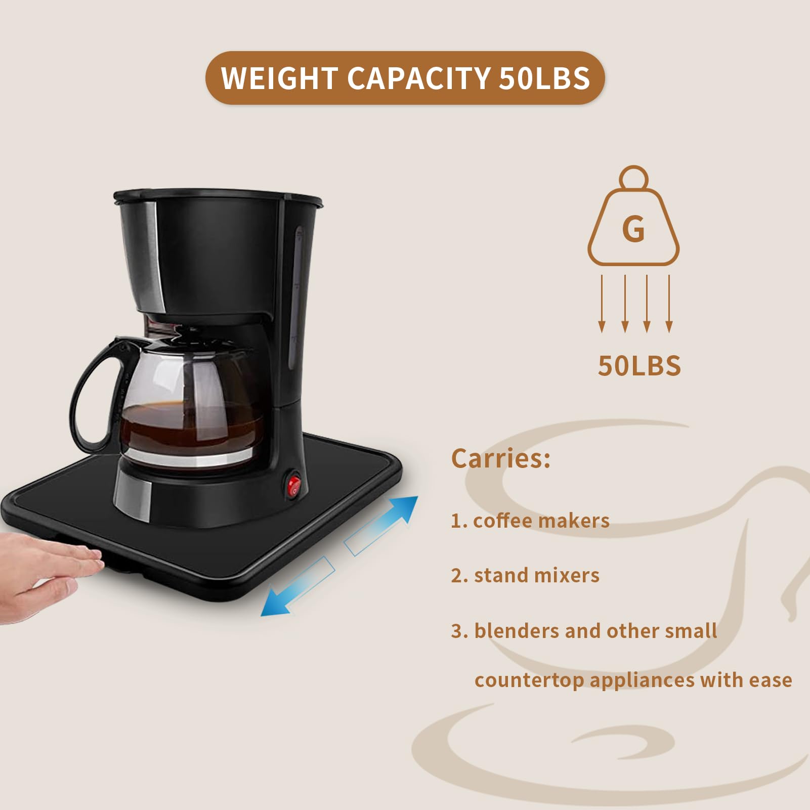 Schiebetablett Für Küchengeräte - 2er Set Mit Rollen, Bis 11,3 Kg, Kompatibel Mit Kaffeemaschine, Mixer, Luftfritteuse