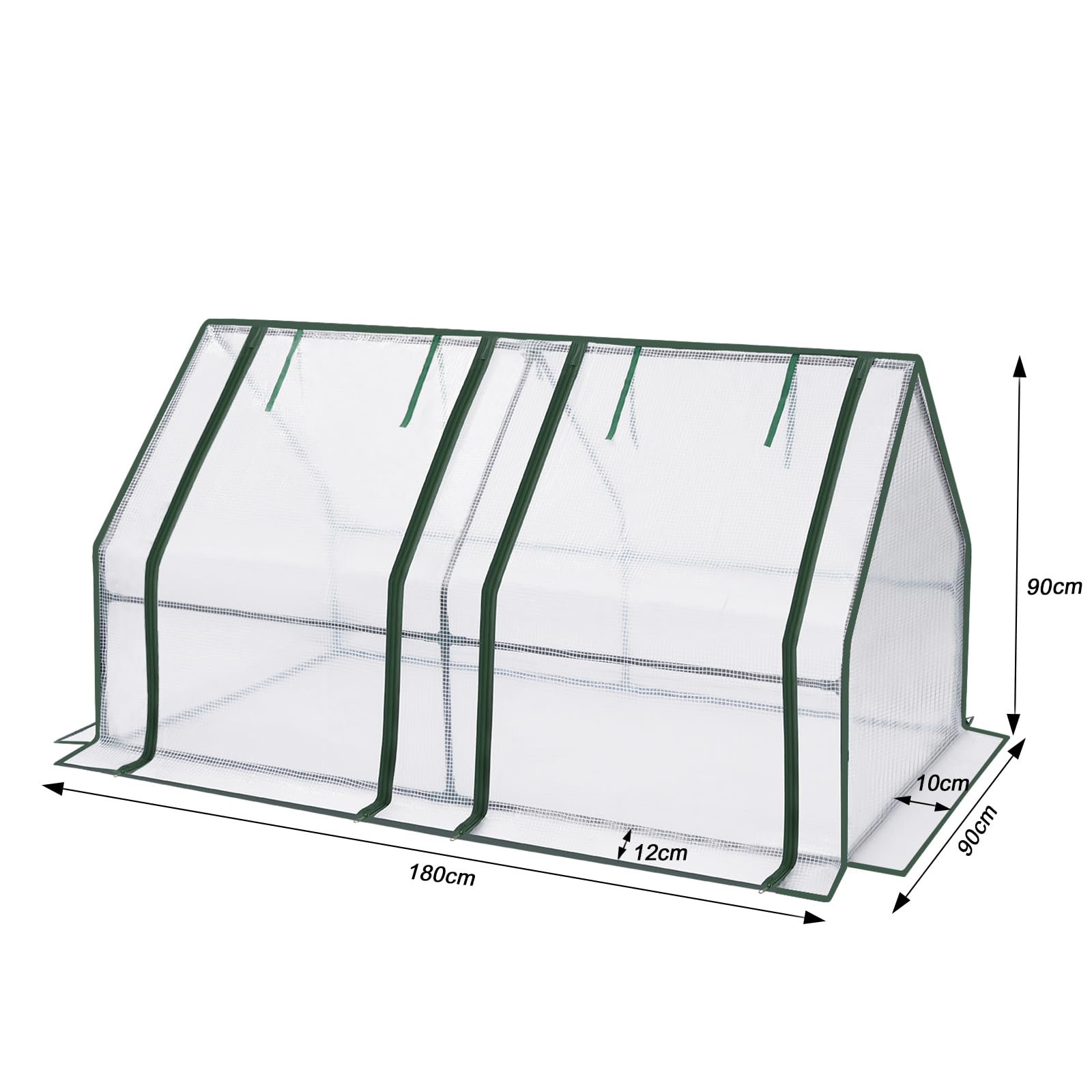 WOLTU Serre de Jardin, Serre d'Hivernage, Bâche Renforcée en PE de 140 g/㎡, avec 2 Portes Enroulables, Cadre en Tube d'acier, 180x90x90 cm, Blanc
