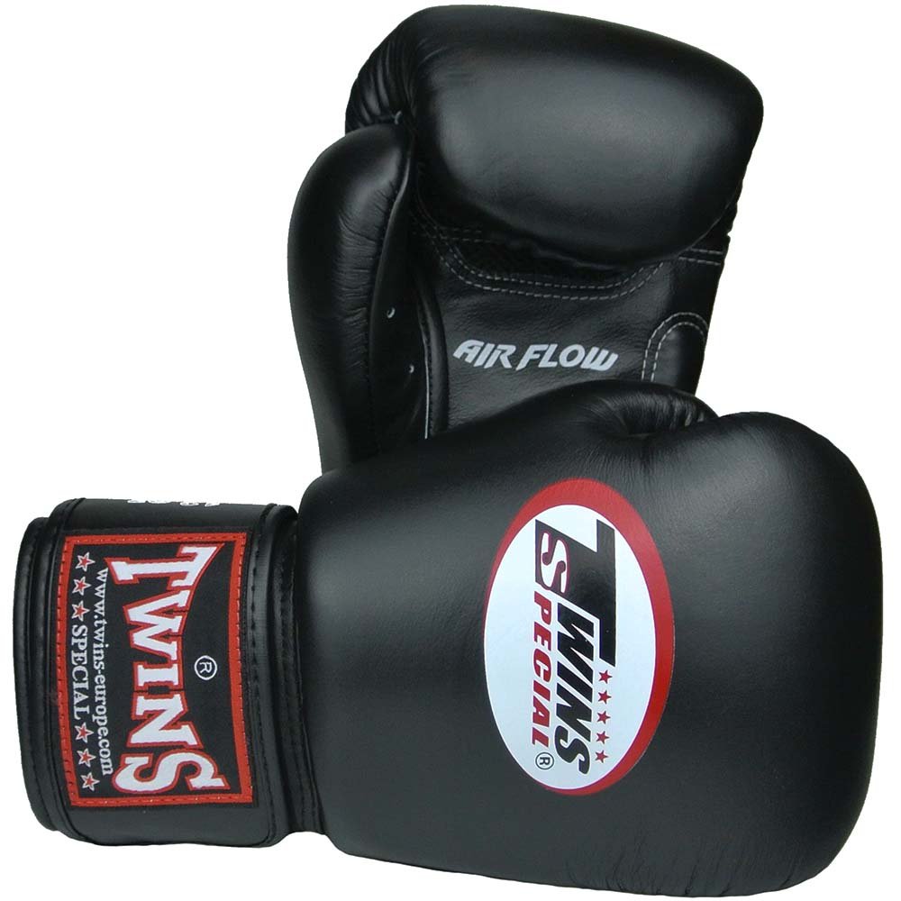 Twins Special Boxhandschuhe, Leder, AIR, schwarz, 12 Oz