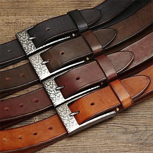 JSEIAJB Men's Fashion Stainless Steel Buckle Belt Versatile Thickened Hammered Pattern Belt4