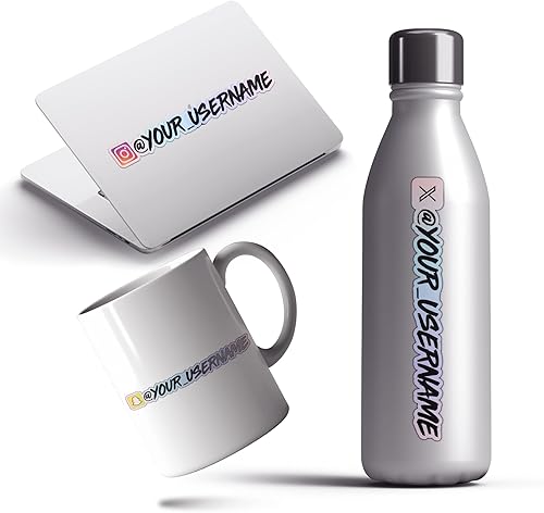 Miniatura 7 de VulgrCo Calcomanía personalizada con impresión a todo color para redes sociales, nombre de usuario, totalmente personalizable para ti, impermeable,