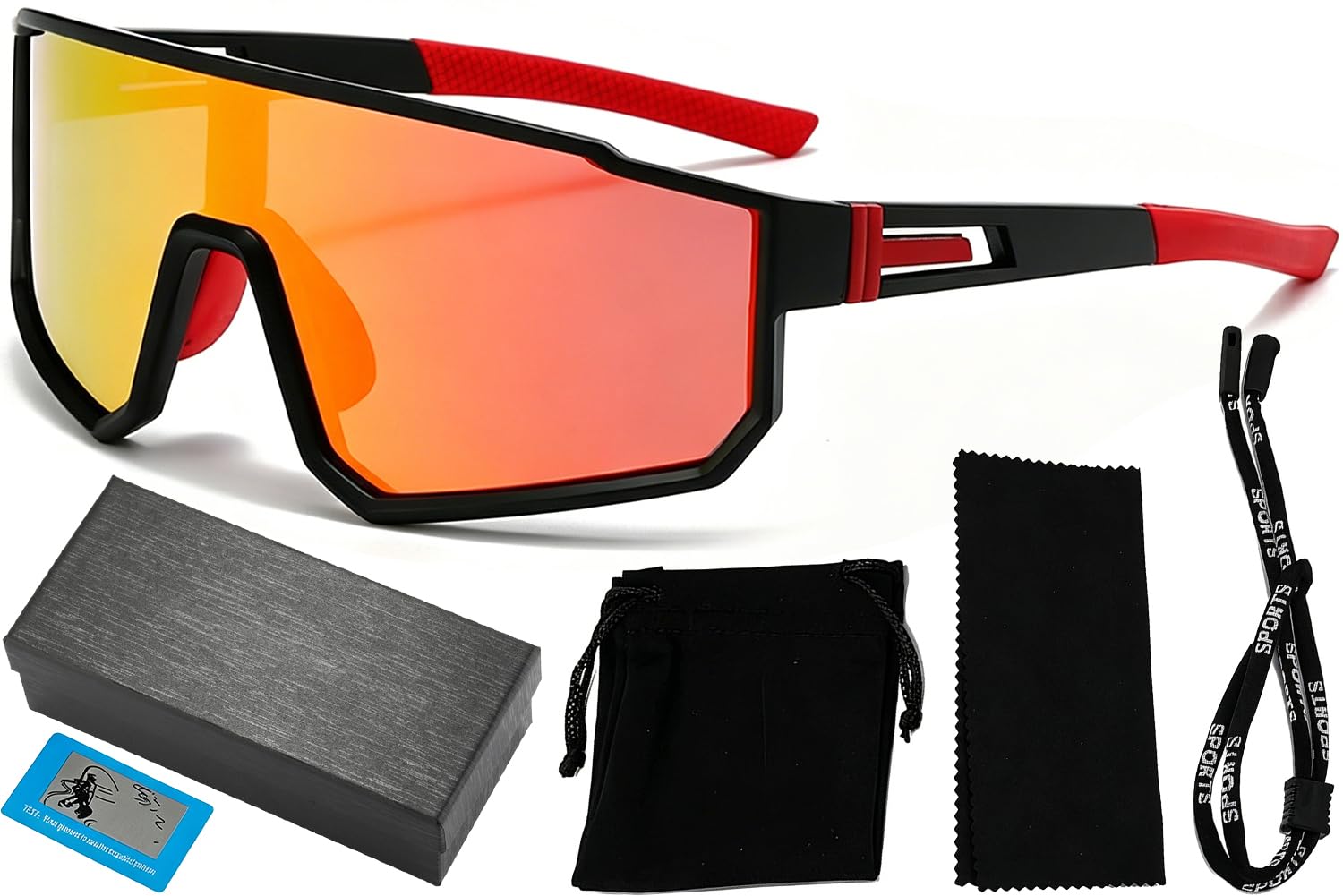 Spiritzohic Cycling Glasses for Men Women, UV400 Protection Sports Sunglasses, Running Glasses-Wrap Around Sunglasses-Mtb Glasses-Ski Sunglass, for Cycling Climbing Fishing Driving Golf-A