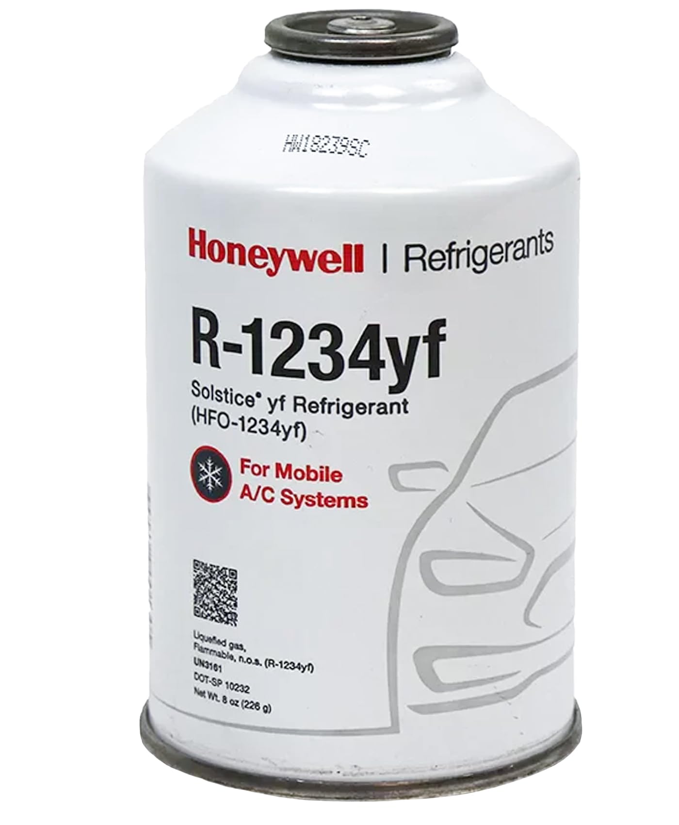 Genuine R1234YF Refrigerant Can for Automotive AC Systems - HFO-R1234YF, SSV Can with Reverse-Thread Design, Included Service Sticker - Compatible with R1234YF Systems - 8 Oz, 1 Can