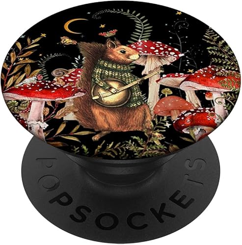 Cottagecore Floral Squirrel Playing Banjo PopSockets PopGrip intercambiables para amantes de la estética