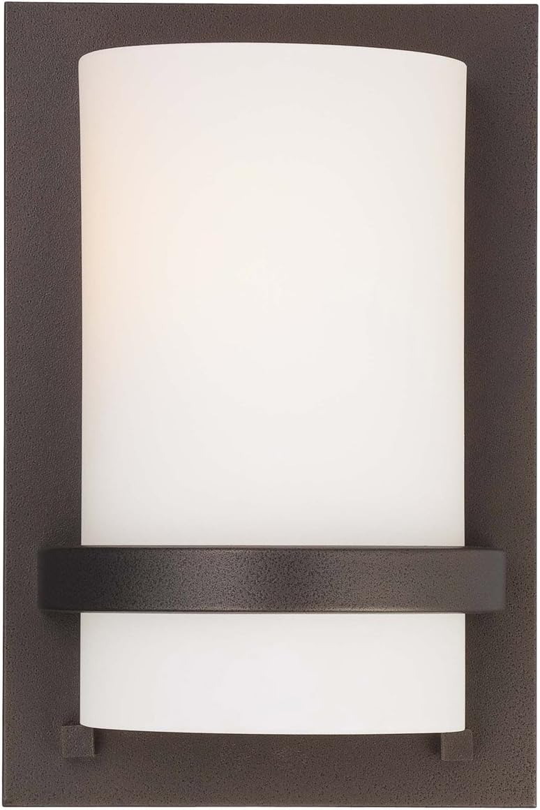 Minka Lavery Wall Sconce Lighting 342-172 Glass 1 Light 100 watt (10"H x 6"W) Damp Bath Vanity Fixture, Iron