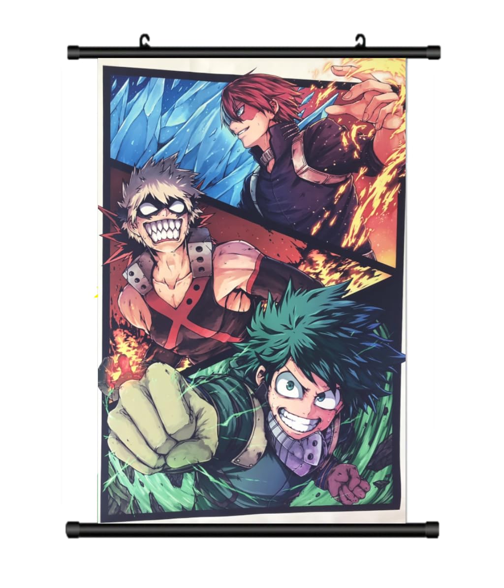 KARMA-X Large 60 x 90 cm My Heroes Academy My Hero Kakemono Scroll Picture Anime Manga Fabric Poster Wall Scroll Poster Wall Decoration Gift Decoration Decoration Bakugo & Shoto
