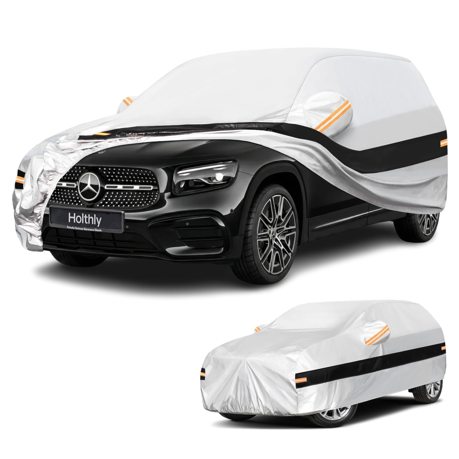 10 Layers SUV Car Cover Custom Fit for Mercedes-Benz GLB, GLB250, GLB35 (2019-2026), Waterproof All Weather for Automobiles, Outdoor Full Cover Sun Rain Dust UV Protection with Cotton. Sliver