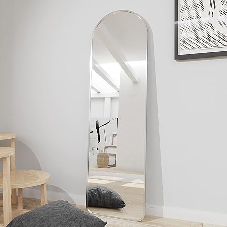 Amazon Co Jp Vanmirro 鏡 全身 姿見鏡 壁掛けミラー 飛散防止 幅35cmx高さ140cm おしゃれ トップアーチ形 ボトル丸角 アルミ合金フレーム 枠 玄関 スタイリッシュ ゴシルバー ホーム キッチン