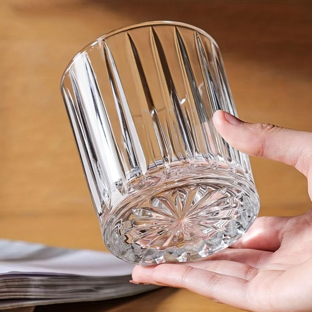 Exquisite Retro Glassware Striped Clear Glass Cup ice Coffee Glasses Home Drinking Cup Juice Tea Mug Cocktail Glasses Reusable Practical
