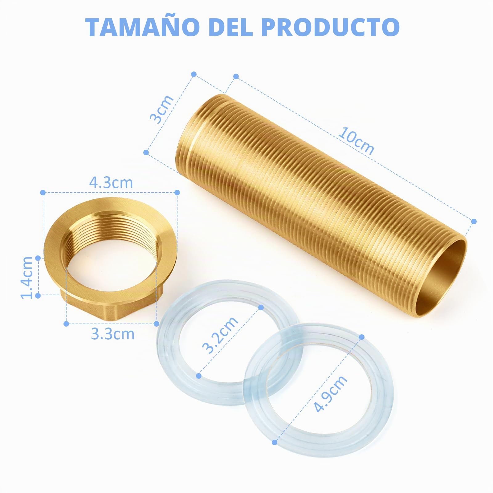 M30-100mm Kit de Reparación de Grifos, Roscado de Grifo Grifo Tubo de Rosca de Extensión Kit de Tuercas de Rosca Conectores de Tubería de Púas de Latón para Reparación de Grifos