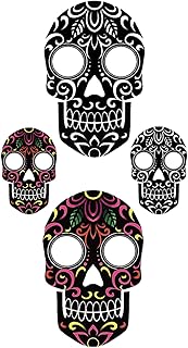 x3 Tatouage Éphémère têtes de mort - 3 Feuilles de tatouage temporaire crâne | Bras, épaule, cou, cheville, main, jambe | Noir et coloré | Homme, Femme - TATTOO YOUR STYLE