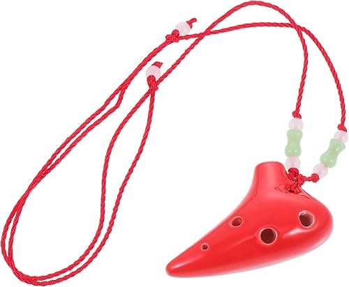 1 juego de 6 agujeros Ocarina collar flauta para instrumentos musicales aprendices Ocarina fans rojo