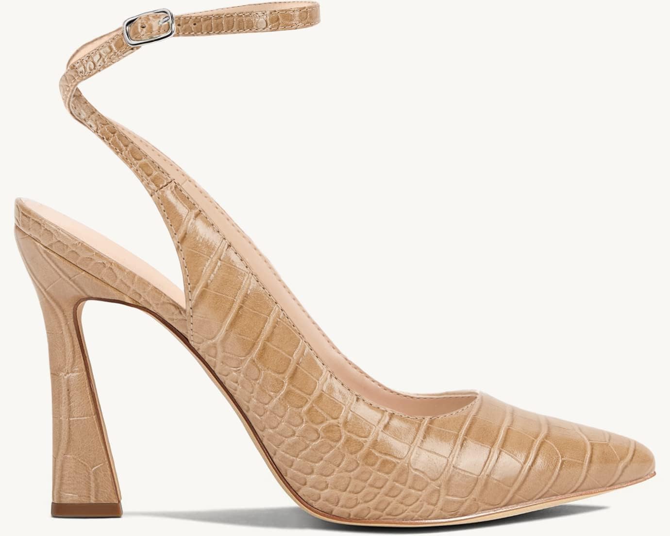 Womens Closed Toe Ankle Strap Heels Pointed Toe Pumps Shoes Slingback High Heel Wedding Dress Shoes - Image 2